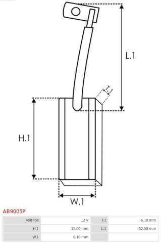 Щітки генератора (12V) (6.1x12x15) (вугільні) Щітки генератора (12V) (6.1x12x15) (вугільні)