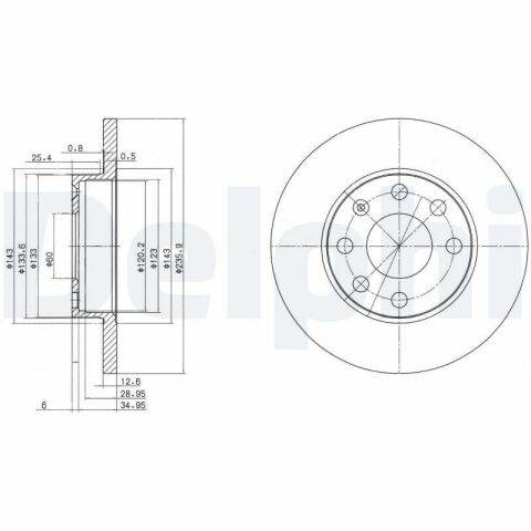 Диск гальмівний Astra F, Corsa, Kadett D/E, Vectra A 1.0/1.8 81-00 OPEL