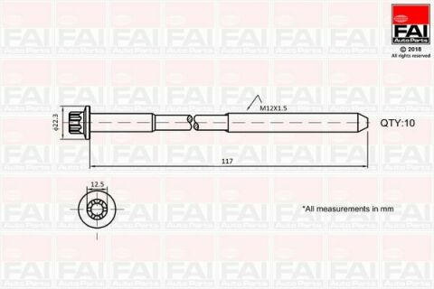 FAI OPEL К-кт болтов ГБЦ Vivaro 2.0 01-,Renault Laguna,Trafic II,Duster