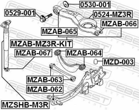 Сайлентблок важеля (заднього/поздовжній) Mazda 3/5/Kuga/Focus 03-