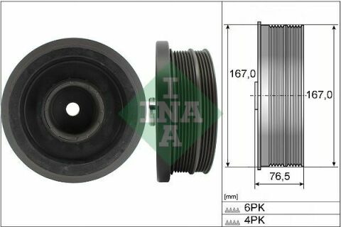 Шків колінвалу BMW 1 (E87)/3 (E90/E91)/5 (E60)/X3 (E83) 2.0D 02-12 (4PK+6PK) M47/N47 Шків колінвалу BMW 1 (E87)/3 (E90/E91)/5 (E60)/X3 (E83) 2.0D 02-12 (4PK+6PK) M47/N47