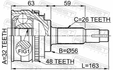 Шрус зовнішній 32x56x26 TOYOTA CAMRY 97-