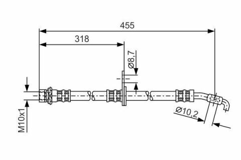 Шланг тормозной (передний) Toyota Corolla 92-07 (R) (L=445mm)