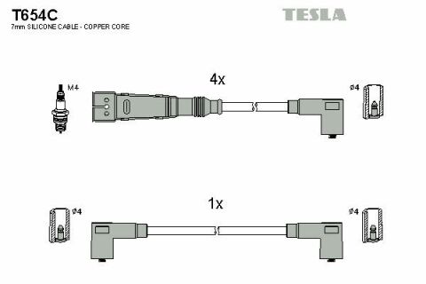 Кабель запалювання к-кт TESLA Seat,VW 83-00 1,3