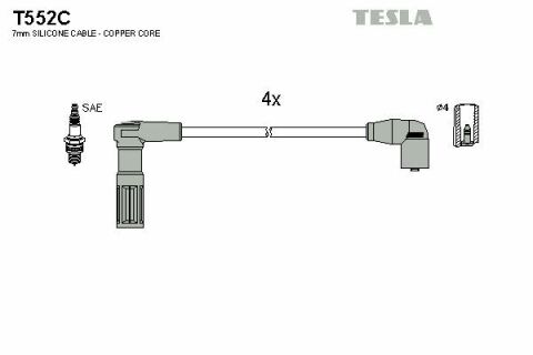 Кабель зажигания к-кт TESLA Citroen,Peugeot,Fiat,Lancia 89-1,4