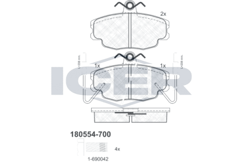 Колодки гальмівні (передні) Renault Clio 90-98/11/19/21 84-96/Peugeot 205/309 85-98 (+датчики)