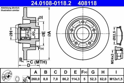 Диск тормозной (задний) Renault Megane III/Scenic III 08- (260x8)(с подшипником)(+ABS)