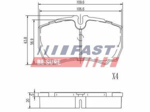 Колодки тормозные дисковые задние IVECO Daily E5 11-14, Daily E4 06-11, Daily E6 14-, Daily E3 99-06