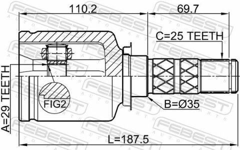 ШРКШ (ШРУС) внутрішній 29x35x25 SUBARU LEGACY 03-09