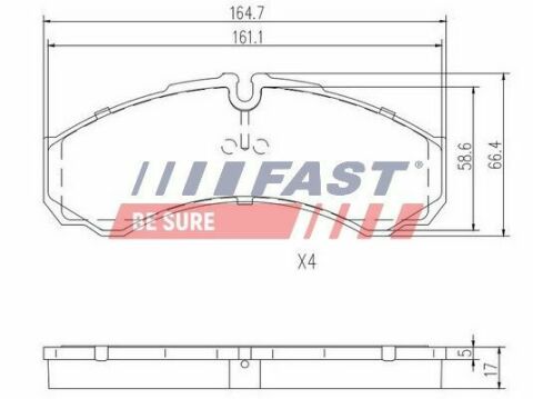 Колодки тормозные передние дисковые IVECO Daily E4 06-11, Daily E3 99-06, Daily E2 96-99