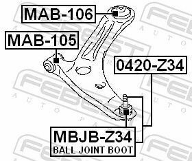 Сайлентблок рычага (переднего/снизу/спереди) Mitsubishi Outlander 2.0/2.2 DI-D 4WD 06-12