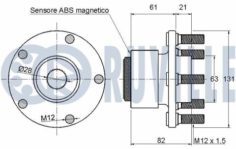 Підшипник передні ступиці з датчиком abs s40/v50