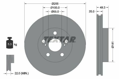 Диск тормозной (передний) Toyota Prius 08-(255x25) PRO