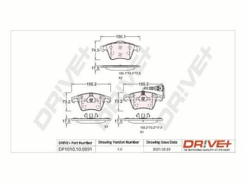 DP1010.10.0891 Drive+ - Гальмівні колодки до дисків