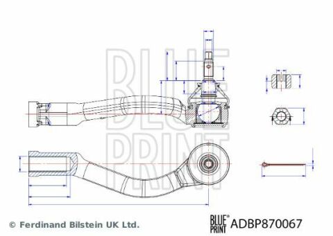 Наконечник рулевой тяги (L) Hyundai Tucson/Kia Sportage 1.6-2.0 CRDi 15- (L=186mm)