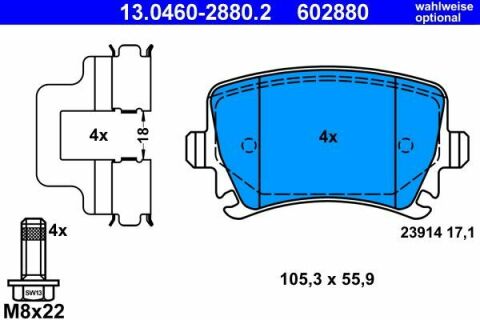 Колодки гальмівні (задні) Audi A3/A4/A6/TT/Skoda Octavia/SuperB/VW Caddy/Golf/Passat B6/Touran 03-