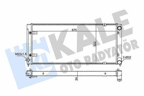 KALE VW Радіатор охолодження Golf I, II, Jetta II 1.6/1.8/1.6D