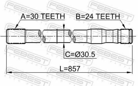 Піввісь ліва 30x857x24 LAND CRUISER 100 98-07