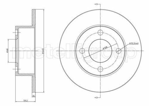 Диск тормозной (задний) Audi 80 86-96/Audi 90 84-91/Audi 100 82-90 (245x10) (полный)