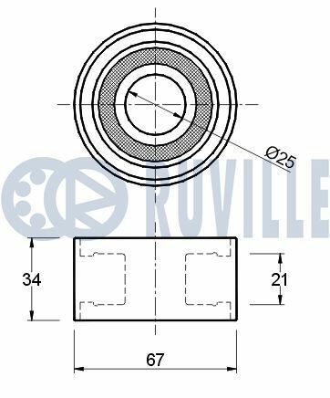 RUVILLE FIAT Ролик натяж. гладкий 2,5D (верхн.) без подставки