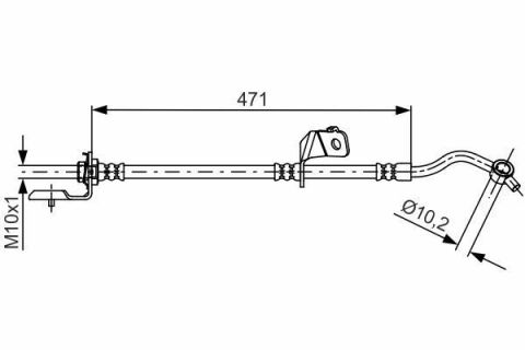 Шланг гальмівний (передній) Kia Sportage 10- (L) (L=471mm)