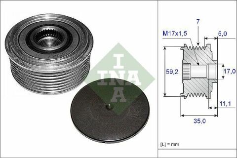 Шків генератора Ford Transit 2.4DI/TDCi/TDE 00-06, 7PK