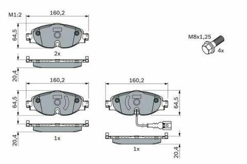 Колодки тормозные (передние) Audi A3/Q2/Q3/Seat/Skoda Octavia/Kodiaq/VW Golf/Passat B8 12-(+датчик)