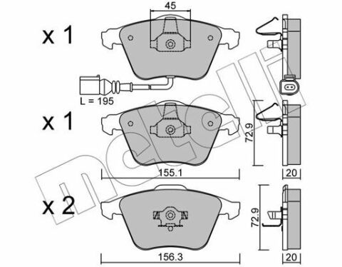 Колодки гальмівні (передні) VW Passat 05-10/Skoda Superb 08-15 (з датчиком)