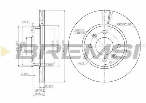 Тормозной диск перед. Hyundai Getz 02-10 (256x19)