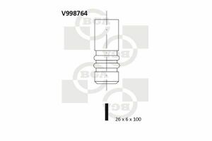 Клапан впуску. BMW 3(E46/E90)/5(E39/E60)/X3(E83) (M57/M47…) (26x6x100)