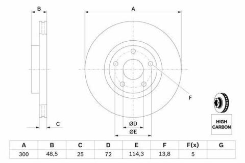 Диск тормозной (передний) Mazda 3 03-14/Mazda 5 05- (300x23) (с покрытием) (вентилированный)