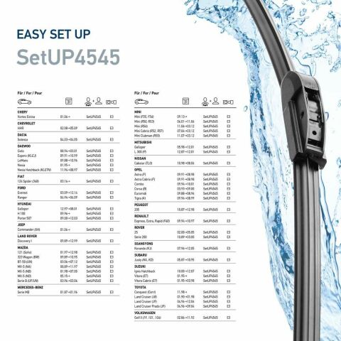 Щітки склоочисника безкаркасні EasySets UP (гачок 9*3мм, 9*4мм) (450x450) CHERY FORA 1.6