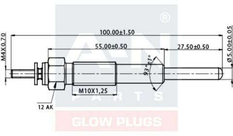 Свеча накаливания (двойная спираль) Land Cruiser 3.4D 81-,100 4.2D 98- TOYOTA