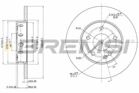 Тормозной диск перед. Mercedes W202 93-00 (284x12)