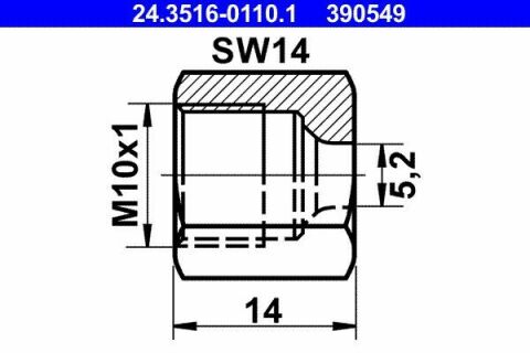 З'єднувач трубки гальмівний (M10x1/14x14/d=5.2)