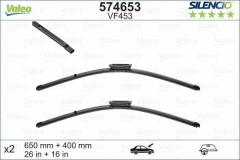 Щетки стеклоочистителя (650/400mm) Citroen C3 II/Renault Laguna III 07- (бескаркасная)