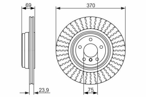 Диск тормозной (задний) BMW 5 (F07/F11)/7 (F01/F02/F03/F04) 08-17 (370x24) (с покрыт.) (вентил.)