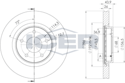 Диск тормозной (передний) Nissan X-Trail/Qashqai 07-13/Juke/Kia Rio 11- (296x26) (с покр.) (вент.)