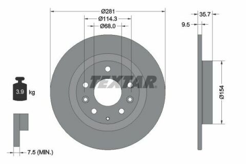 Диск гальмівний (задній) Mazda CX-3 1.5 D/ 2.0 16V 15- (281x9.5) PRO