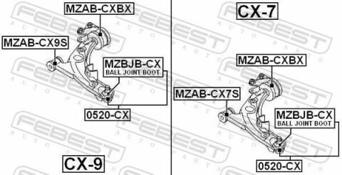 Сайлентблок переднего рычага (зад.) Mazda CX-7 07-