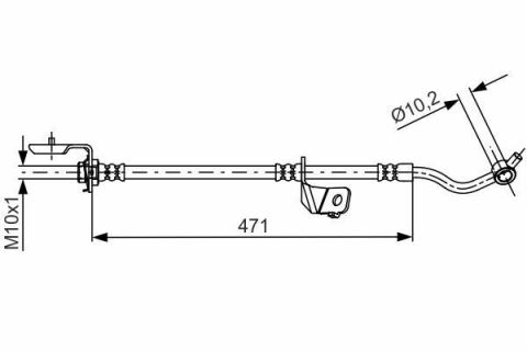 Шланг гальмівний (передній) Kia Sportage 2.0 CRDi 10- (R) (L=471mm)
