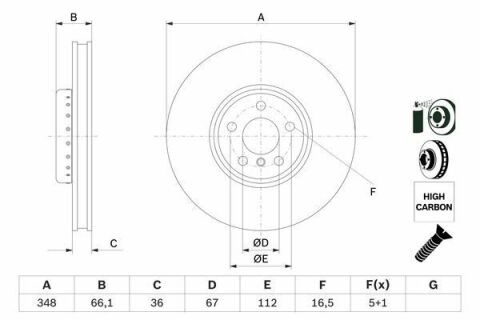 Диск тормозной (передний) BMW 5 (G30/F90)/7 (G11/G12) 15- (348x36) (R)