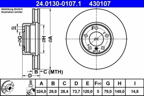 Диск гальмівний (передній) BMW 5 (E39) 2.0-4.4 96-04 (324x29.9) M47/M52/M54/M57/M62