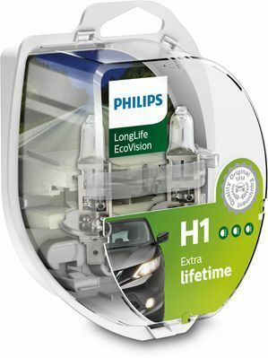 12258LLECOS2 (PHILIPS) H1 LongLife EcoVision 12V 55W  P14,5s Set 2 pc.