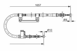 Трос ручного гальма лівий 626 92- MAZDA