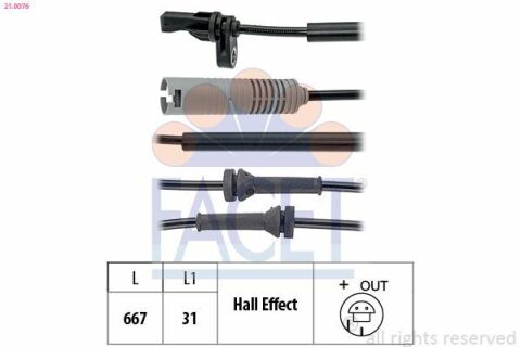 Датчик ABS BMW 1(E81), 3(E90) 05- передн Л/Пр Датчик ABS BMW 1(E81), 3(E90) 05- передн Л/Пр