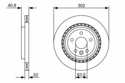 Диск тормозной (задний) Volvo S60 II/S80 II/V60 I/V70 III/XC70 II 06-18 (302x22) (вентил.)(с покр.)