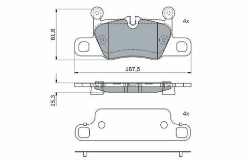 Колодки передні гальмові 911 12-, Panamera 09- PORSHE