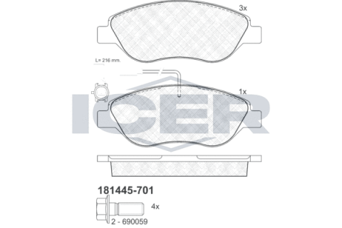 Колодки тормозные (передние) Fiat Stilo 01-08/Bravo 07-14/Alfa Romeo Mito 08-15 (+датчик)