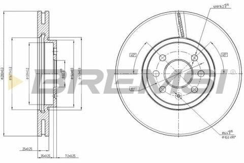 Тормозной диск перед. Combo/Astra H 01- (280x25)